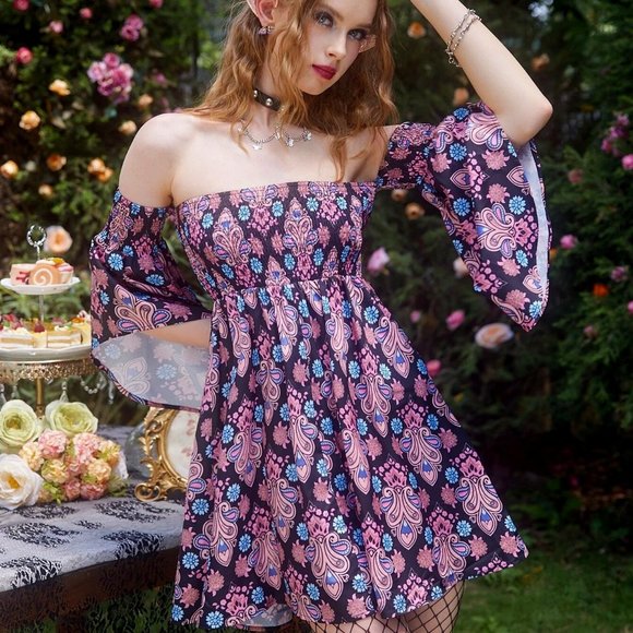 Fairy Sleeve Off Shoulder Dress - Picture 1 of 7